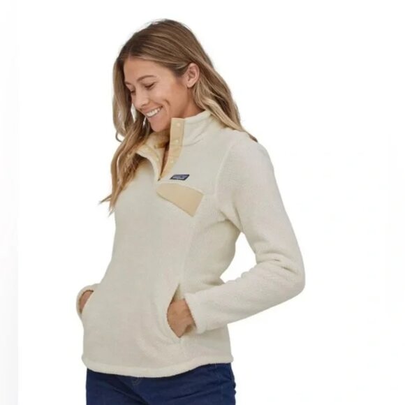Patagonia Tops - Patagonia Women’s Retool Snap-T Fleece Pullover Beige Off-White Size L NWT
